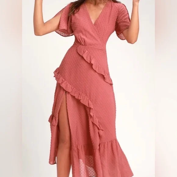 Lulus Pink Ruffle Dress - Picture 1 of 6